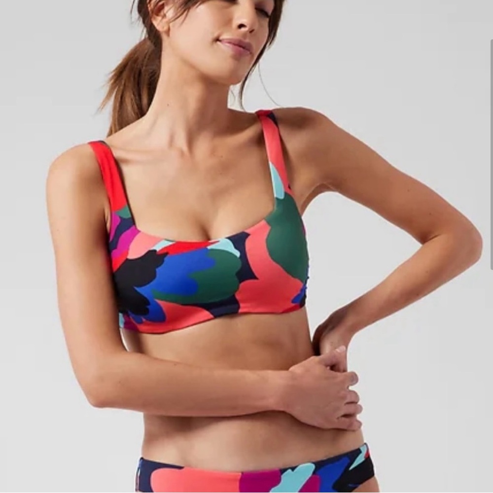 Athleta Multicolor Bikini Top & Bottom Tossed Floral Dress Blue